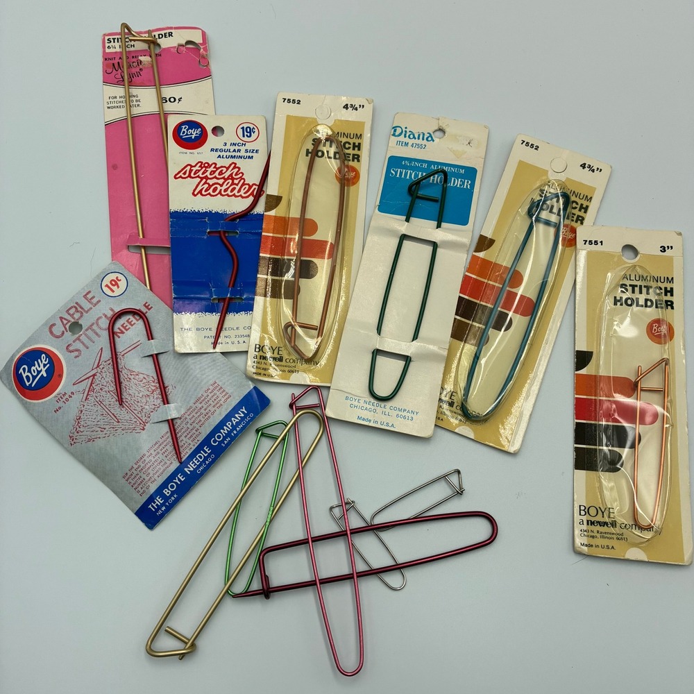 Vintage Boye Diana Stitch Holder Lot Cable Needle Aluminum Knitting Notions USA